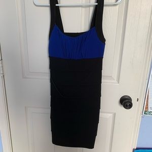 Blue and black cocktail dress